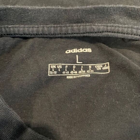 Adidas Core Logo Linear Women's Graphic Tee Short Fit Size Large Black - Picture 4 of 8